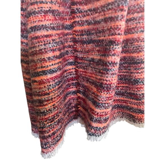 FREE PEOPLE BLANKET SCARF Orange Burgundy Oversized Art To Wear NWOT #5248 - Picture 3 of 10